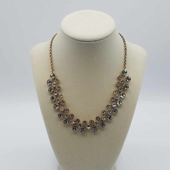 NWOT J Crew 3 Row Rhinestone Crystal Necklace - Picture 6 of 10